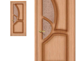 Межкомнатная дверь из шпона файн-лайн Браво Греция Ф-01 Дуб, полотно с бронзовым стеклом "121""