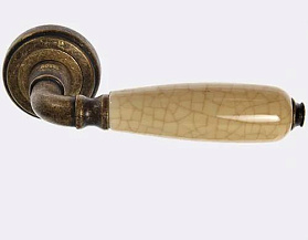 Межкомнатная дверная ручка Rossi DALI LD 751 AG/CRACK IVORY Бронза состаренная/слоновая кость (паутинка)