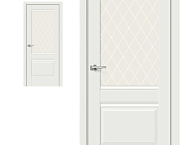 Межкомнатная дверь Браво Эмалит Прима-3 White Matt, стекло White Сrystal