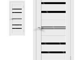 Межкомнатная дверь Velldoris Экошпон XLINE 6 цвет Белый Эмалит , Лакобель черное