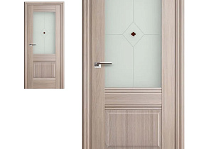 Межкомнатная дверь Profil Doors экошпон серия X 2X Орех Пекан полотно со стеклом узор с фьюзингом
