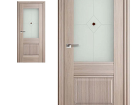 Межкомнатная дверь Profil Doors экошпон серия X 2X Орех Пекан полотно со стеклом узор с фьюзингом