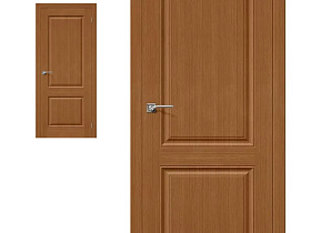 Межкомнатная дверь из шпона файн-лайн Браво Статус-12 Ф-11 Орех, глухое полотно