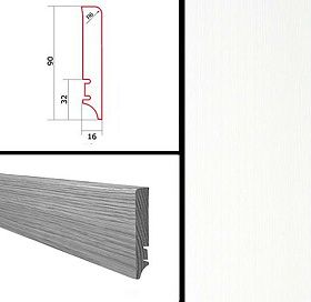 Плинтус Barlinek шпонированный прямой 2200х90х16 мм Белый лак, 1 м.п.