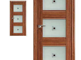 Межкомнатная дверь Profil Doors экошпон серия X 4X Орех Амари полотно со стеклом узор с фьюзингом