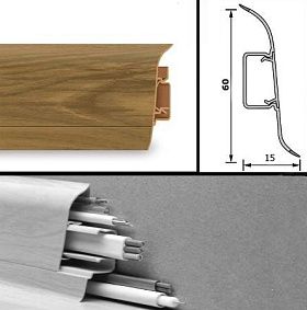 Напольный плинтус Tarkett (пластиковый с кабель-каналом) 227 Adriatic Elm 60мм/15мм, 1 м.п.