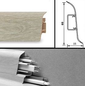 Напольный плинтус Tarkett (пластиковый с кабель-каналом) 218 Cappucino Oak 60мм/15мм, 1 м.п.