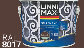 Эмаль алкидно-уретановая по ржавчине Linnimax 3 в 1 для внутренних и наружных работ, RAL 8017 (шоколад)