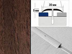 Порог декорированный полукруглый А30 30х5,0 мм Орех