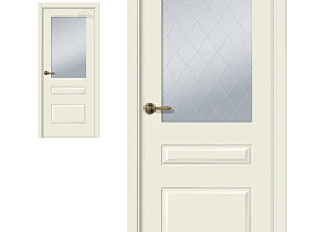 Межкомнатная дверь эмаль Belwooddoors Роялти жемчуг, полотно с витражным стеклом
