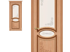 Межкомнатная шпонированная дверь Браво Азалия Ф-01 Дуб, полотно со стеклом сатинато белое художественное