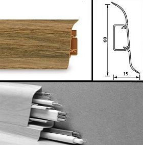 Напольный плинтус Tarkett (пластиковый с кабель-каналом) 206 Alpine Oak 60мм/15мм, 1 м.п.