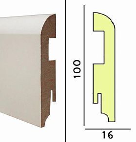 Плинтус МДФ TeckWood 100х16х2150 мм. Белый Прямой, 1 м.п.