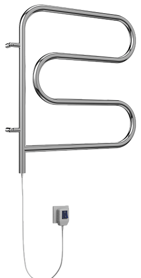 Полотенцесушитель электрический Terminus Электро 25 F-образный поворотный 600х600, Хром