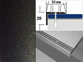 Профиль крашенный угловой с отверстиями Д3 24х20 Черный металлик
