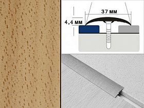 Порог декорированный одноуровневый В2 37х4,4 Бук светлый