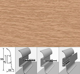 Напольный плинтус Идеал Комфорт (пластиковый с кабель-каналом) 201 Дуб (55x22x2500 мм), 1 м.п.