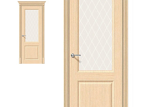 Межкомнатная дверь Браво Шпон Статус-13 Ф-22 (БелДуб), стекло White Сrystal
