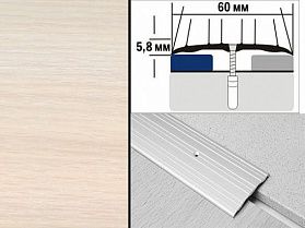 Порог декорированный плоский А4 60х5,8 мм Дуб беленый