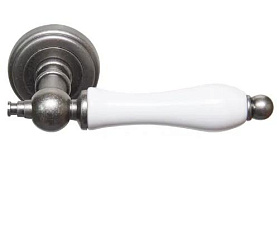Межкомнатная дверная ручка Rossi LAURA LD 750 OS/WHITE Серебро состаренное/керамика белая