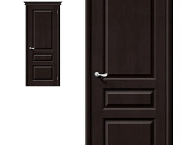 Межкомнатная дверь из массива М5 Т-06, Тёмный лак глухое полотно