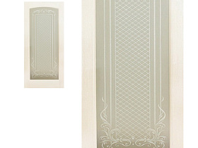 Межкомнатная дверь из массива сосны Ока Витраж Браш Слоновая кость,полотно со стеклом (графит закаленное с наплавом)
