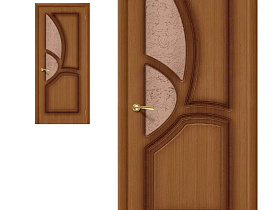 Межкомнатная дверь из шпона файн-лайн Браво Греция Ф-11 Орех, полотно с бронзовым стеклом "121"