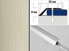 Порог декорированный разноуровневый С2 32х8,0 мм Дуб жемчужный