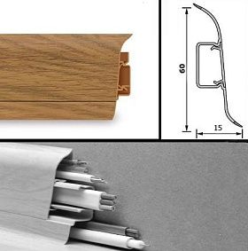 Напольный плинтус Tarkett (пластиковый с кабель-каналом) 208 Nordic Oak 60мм/15мм, 1 м.п.