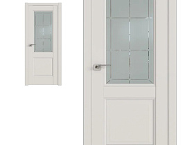 Межкомнатная дверь Profil Doors экошпон серия U 90U Дарк Вайт полотно со стеклом гравировка 1