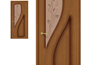 Межкомнатная дверь Браво Шпон Лагуна Ф-11 (Орех) с художественным стеклом