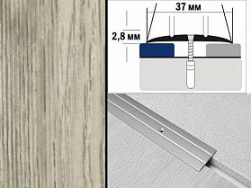 Порог декорированный плоский А6 37х2,8 мм Дуб северный
