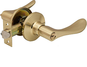 Ручка-защелка дверная 891-02 с прорезью-фиксатор, SB Матовое золото