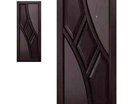 Межкомнатная дверь из массива ольхи Ока Глория Венге, полотно со стеклом (матовое белое с фрезеровкой) 