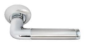 Межкомнатная дверная ручка Rucetti RAP 2 SN/CP, Комбинация белого никеля и хрома