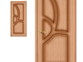 Межкомнатная дверь из шпона файн-лайн Браво Греция Ф-01 Дуб, глухое полотно