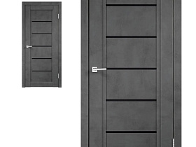 Межкомнатная дверь Velldoris Экошпон NEXT 1 цвет Муар темно-серый стекло Лакобель черное