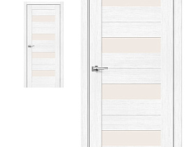 Межкомнатная дверь экошпон Porta X Порта-23 Snow Veralinga, полотно со стеклом сатинато белое "Magic Fog"