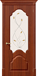Межкомнатная дверь ПВХ Браво Скинни-33 П-31, Итальянский Орех полотно со стеклом белым художественным с элементами фьюзинга