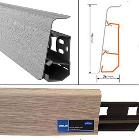 Напольный плинтус Quick Step 03037 Шелковый дуб, серый (пластиковый с кабель-каналом), 1 м.п.