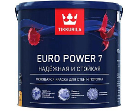 Краска интерьерная стойкая к мытью Tikkurila Euro Power-7 A матовая (9л)