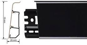 Напольный плинтус Arbiton Indo (пластиковый с кабель-каналом) 18 Черный блеск 70х26мм, 1 м.п.