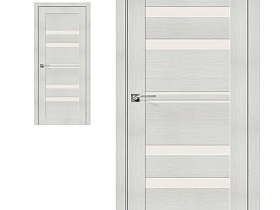 Межкомнатная дверь экошпон Porta X Порта-30 Bianco Veralinga, полотно со стеклом сатинато белое "Magic Fog"