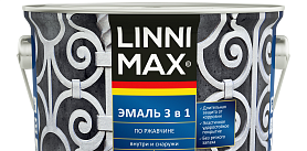 Эмаль алкидно-уретановая по ржавчине Linnimax 3 в 1 для внутренних и наружных работ, база 3
