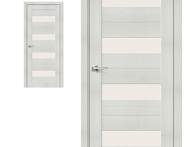 Межкомнатная дверь экошпон Porta X Порта-23 Bianco Veralinga, полотно со стеклом сатинато белое "Magic Fog"