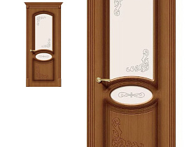Межкомнатная дверь из шпона файн-лайн Браво Азалия Ф-11 Орех, полотно со стеклом сатинато белое художественное