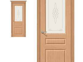 Межкомнатная дверь Браво Шпон Статус-15 Ф-01 (Дуб) с художественным стеклом