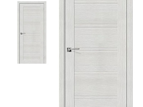 Межкомнатная дверь экошпон Porta X Порта-28 Bianco Veralinga, полотно со стеклом сатинато белое "Magic Fog"