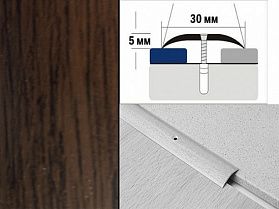 Порог ламинированный полукруглый А30 30х5,0 мм Орех