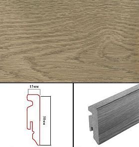Плинтус МДФ Cezar ламинированный 15х58 М101 Дуб Грагрант, 1 м.п.